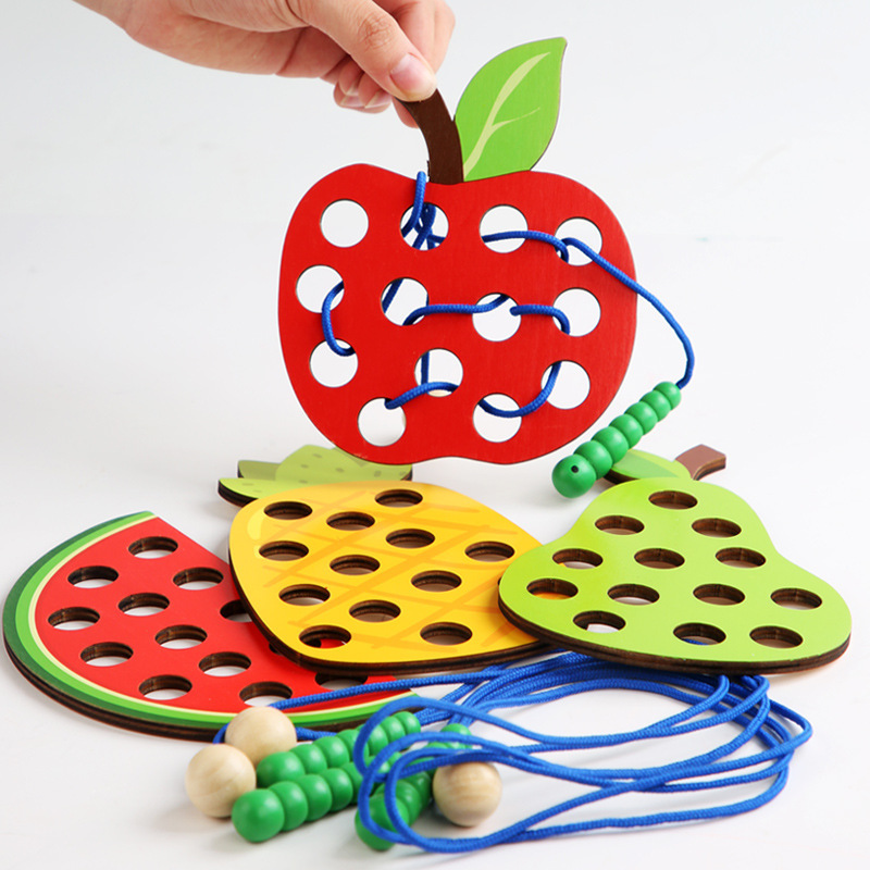 Board Game Fun - 1Set Children's Fun Montessori Fruits Threading